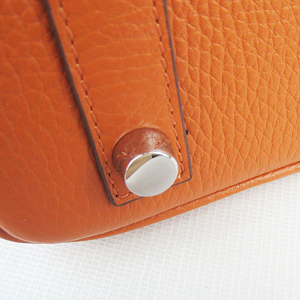 Super A Replica Hermes Togo Leather Birkin 25CM Handbag Orange 6068 - Click Image to Close